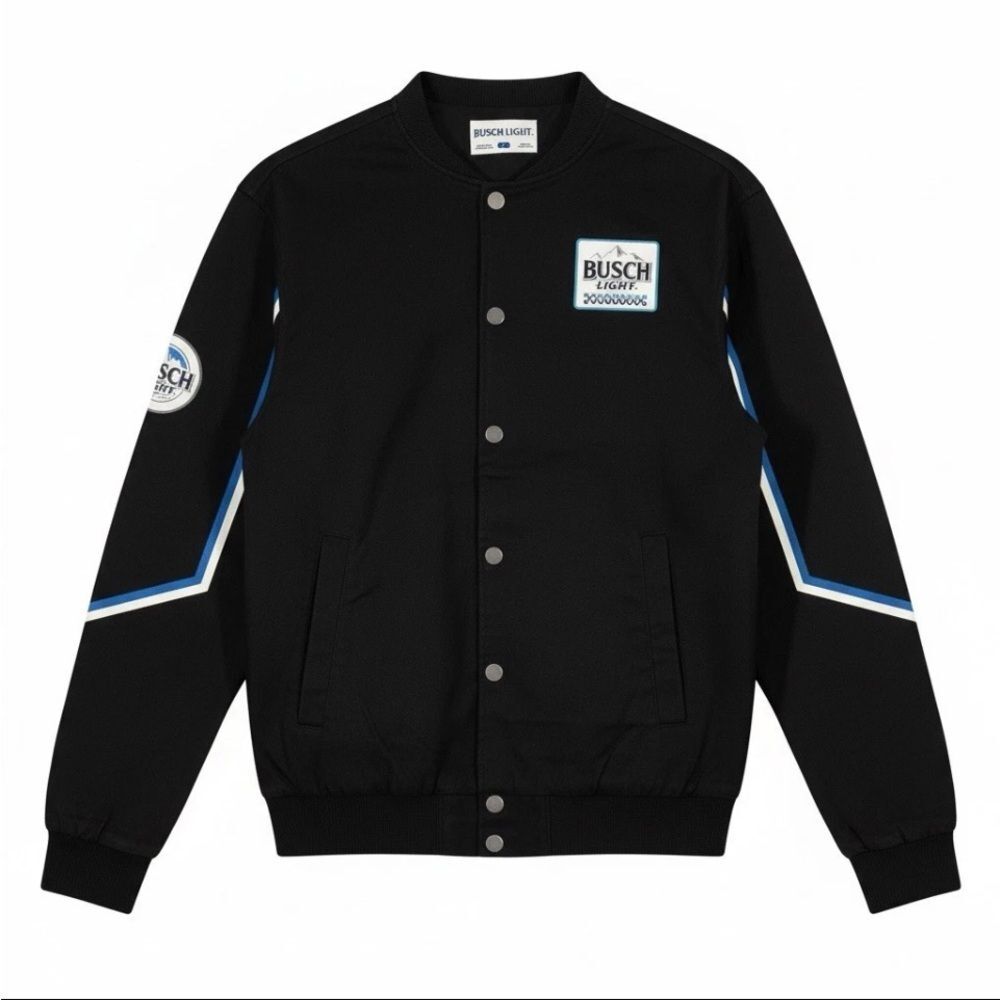 Busch Light Racing Jacket Snap Closure Black W/Busch Logo Size XXLarge NWT